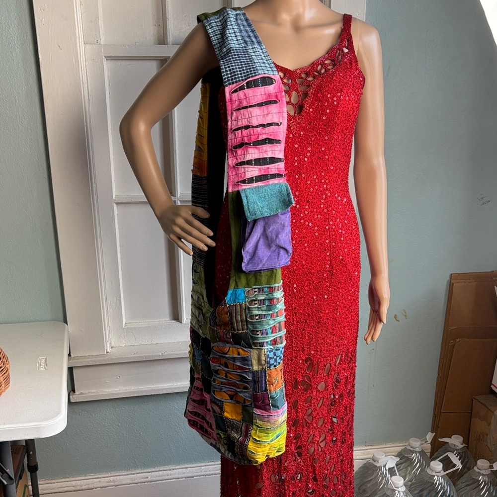 Large Patchwork Artistic Slouch Bag - image 1